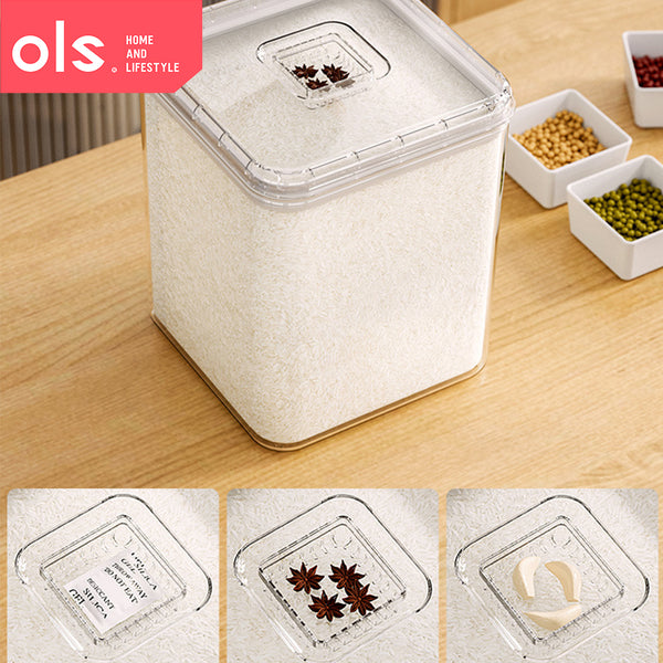 Transparent Large Capacity Sealed Grains Rice Beans Storage Box with Measuring Cup