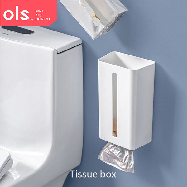 Multi-Function Tissue Box Wall Mounted Napkin Paper Boxes Tissue Holder Garbage Bag Dispenser