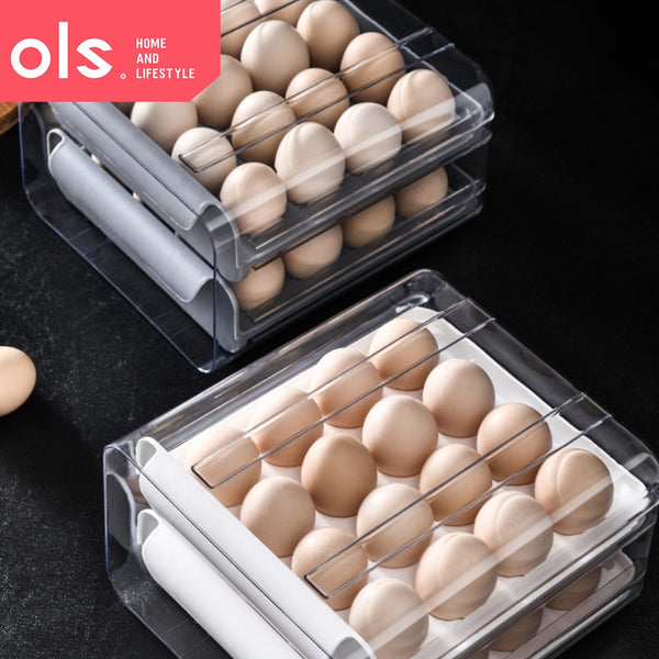 32 Grids Egg Container Stackable Double Layer Refrigerator Egg Storage Organizer Box Tray