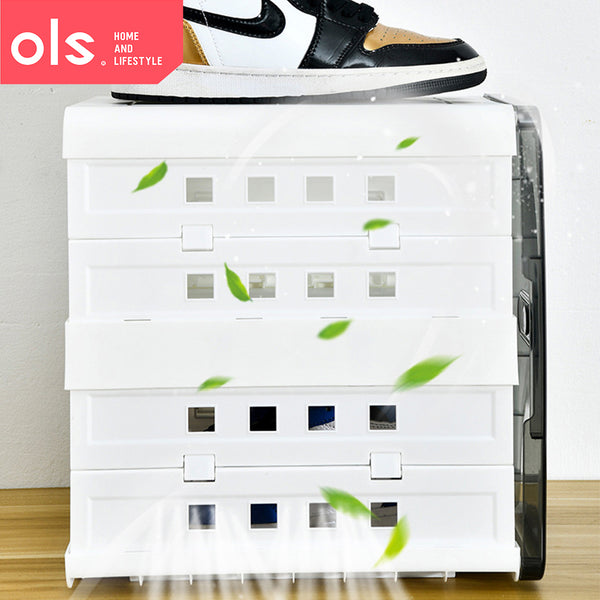 Foldable Transparent Door Shoe Storage Double Layer Anti-Dust Portable Shoe Box