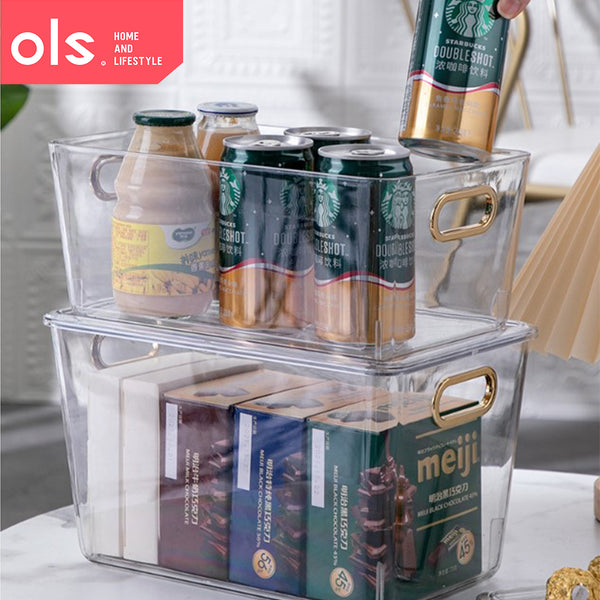 Multi-functional Acrylic Makeup Storage Cosmetic Food Pantry Bathroom Organizer  Basket w/Lid