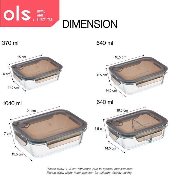 Borosilicate Glass Food Keeper Airtight Leakproof Crisper Microwaveable Oven Safe Lunch Box