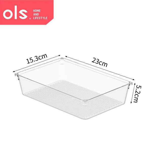 Acrylic Utensils Drawer Organizers Transparent PET Bathroom Makeup Storage Bin Supply Containers