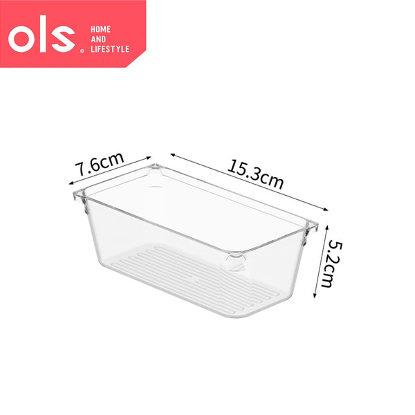 Acrylic Utensils Drawer Organizers Transparent PET Bathroom Makeup Storage Bin Supply Containers