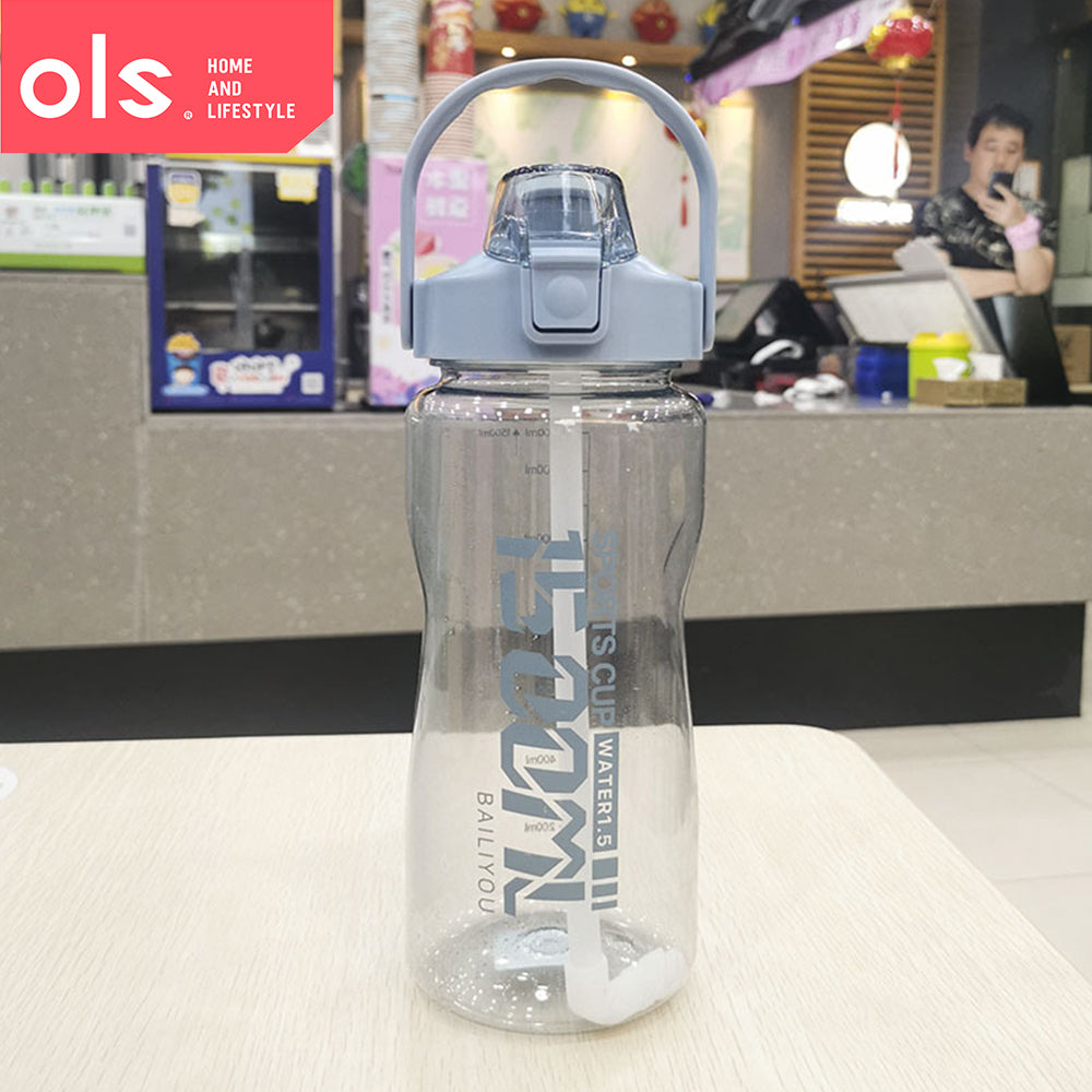 2L Large Capacity Sports Outdoor Water Juice Drinking Bottle with Straw