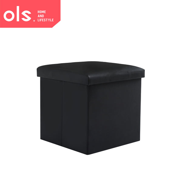 Storage Box Chair Ottoman Leather Foldable Storage Stool 38x38x38 Footrest Seat Versatile Space