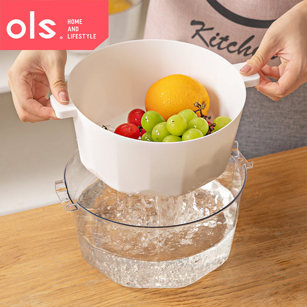 Japanese Style 2in1 Colander Vegetable Fruit Strainer PET Two-way Food Drainer Basket Minimalist