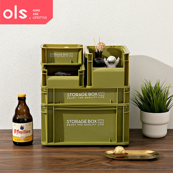 OLS Desktop Industrial Style Stacking Storage Box Sundries Snacks Cosmetics Finishing Box Solid Color Fruit Storage Basket