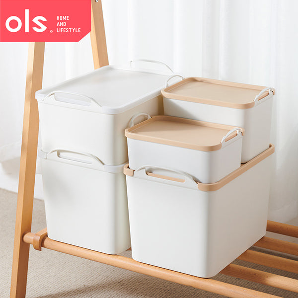 Japanese Style Multifunctional Storage Shelf Organizer Plastic Container Box With Lid Handle