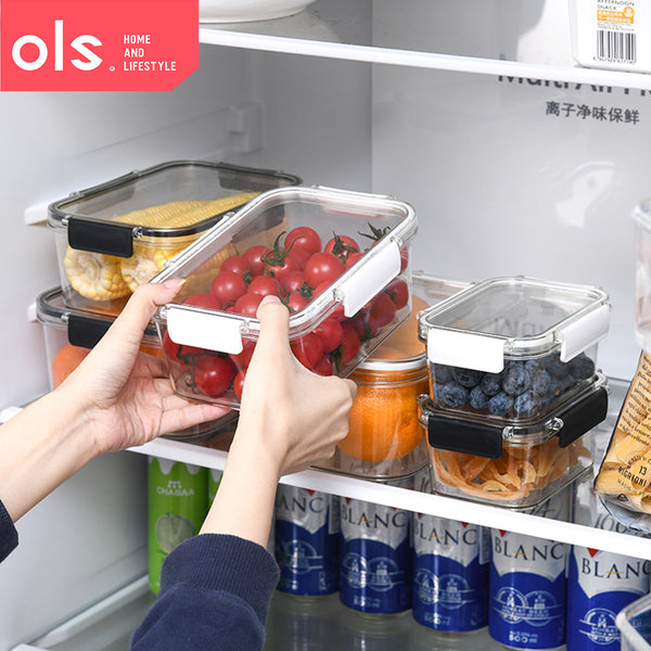 Transparent Food Keeper Airtight Refrigerator Vegetable Fruit Storage PET Plastic Organizer