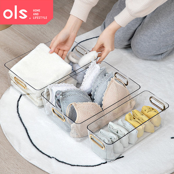 Transparent Refrigerator Organizer Acrylic Makeup Storage Cosmetics Food Pantry Cabinet Bathroom Multi-functional Basket Bin