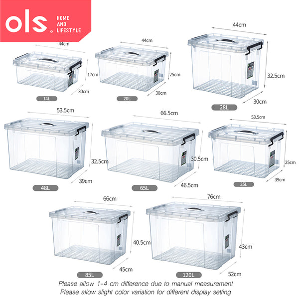 OLS Transparent Large Capacity Clothes Storage Thick Plastic Multipurpose Household Storage Box