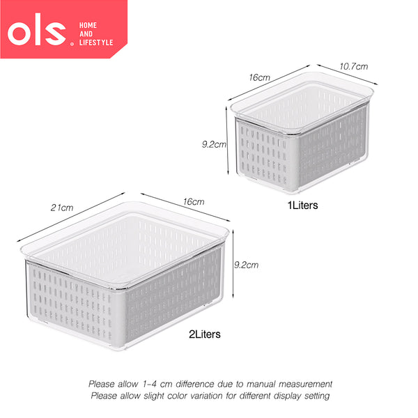 Refrigerator Organizer Drainer Bins Stackable Fridge Food Meat Vegetable Fresh Keeping Storage Box