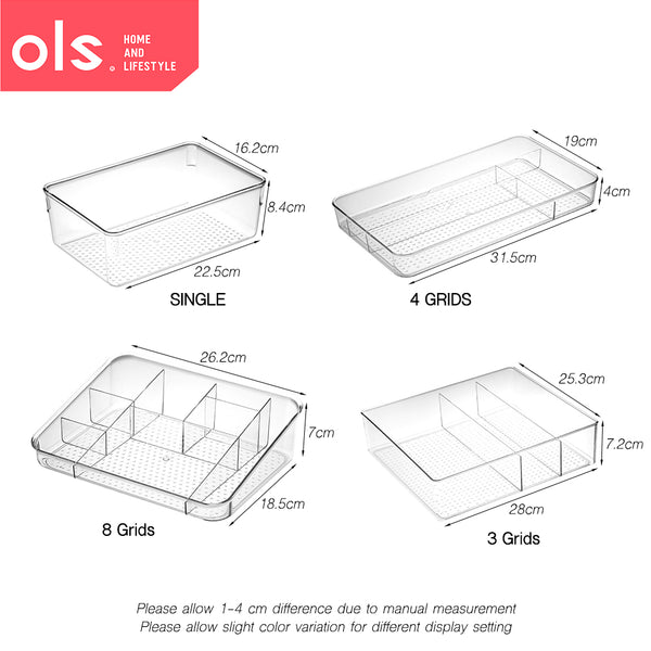 Transparent Desktop Organizer Kitchen Drawer Cosmetics Lipstick Makeup Brush Storage Dressing Table Organizer