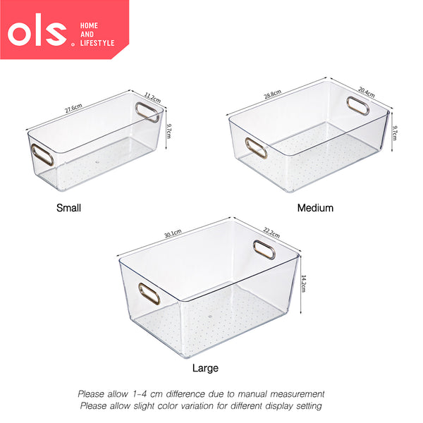 Transparent Refrigerator Organizer Acrylic Makeup Storage Cosmetics Food Pantry Cabinet Bathroom Multi-functional Basket Bin