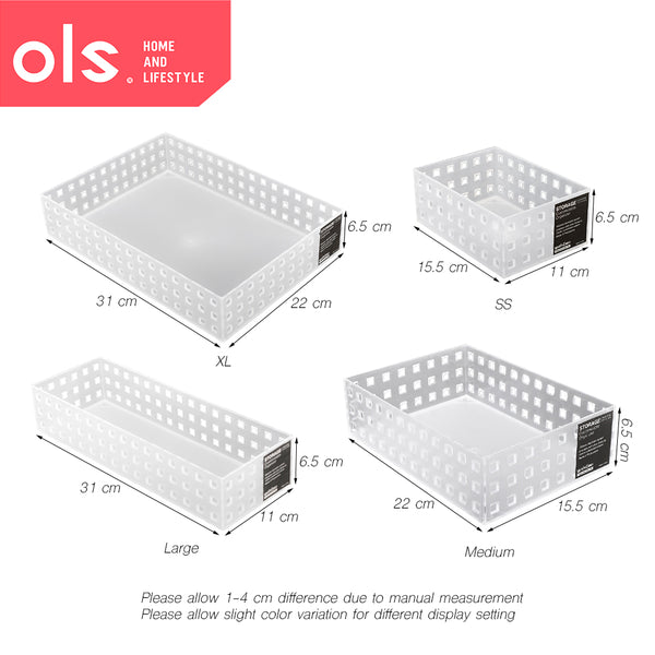 Plastic Storage Box Shelf Drawer Organizer Basket School Supply Office Kitchen Table Container