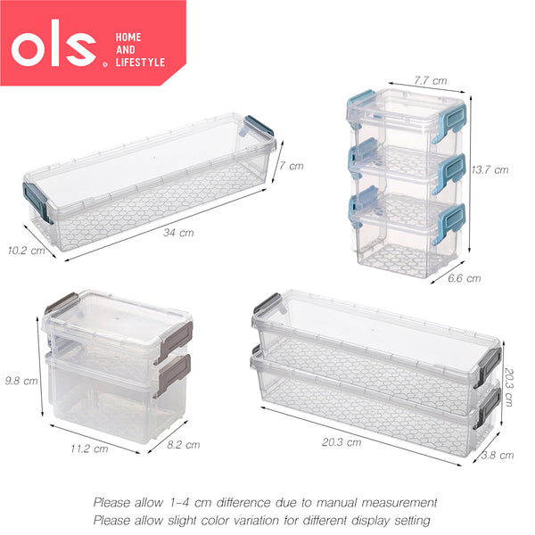 Set Plastic Organizer Storage Box Transparent Desk Makeup Medicine Drawer Organizer Storage Box