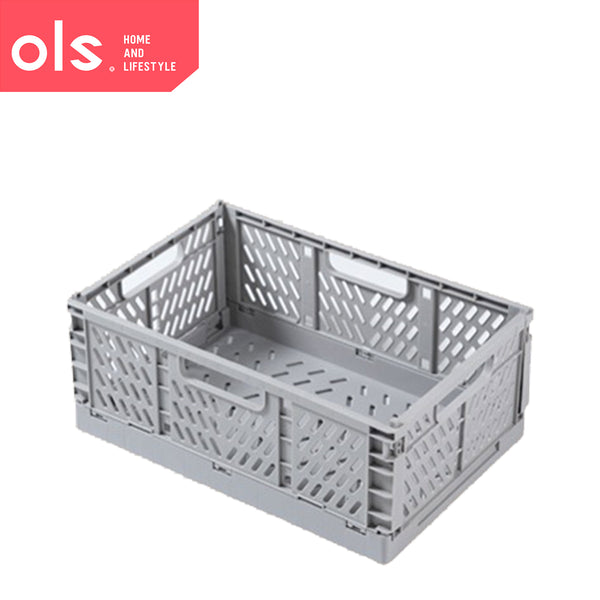 Foldable Stackable Crate Storage Box Basket Bin Plastic Container Organizer with Handle Car Trunk