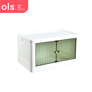 Foldable Household Toy Clothes Storage Double Magnetic Door Transparent Large Storage Box