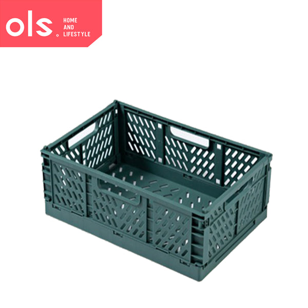 Foldable Stackable Crate Storage Box Basket Bin Plastic Container Organizer with Handle Car Trunk