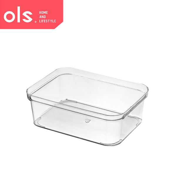 Transparent Drawer Organizer Desktop Bins Container Storage Box Cutout Handle NO LID/COVER