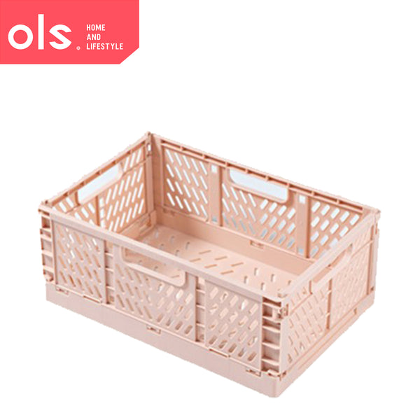 Foldable Stackable Crate Storage Box Basket Bin Plastic Container Organizer with Handle Car Trunk