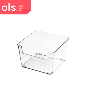 Transparent Drawer Organizer Desktop Bins Container Storage Box Cutout Handle NO LID/COVER