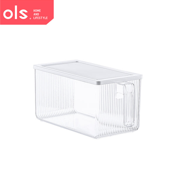 Transparent Multifunctional Food Fresh Keeping Storage Container Stackable Fridge Organizer with Handle