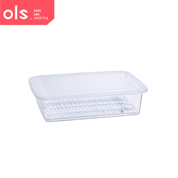 OLS Kitchen Refrigerator Fruit Fish Food Keeper Freezer Storage Box Fridge Organizer with Drainer