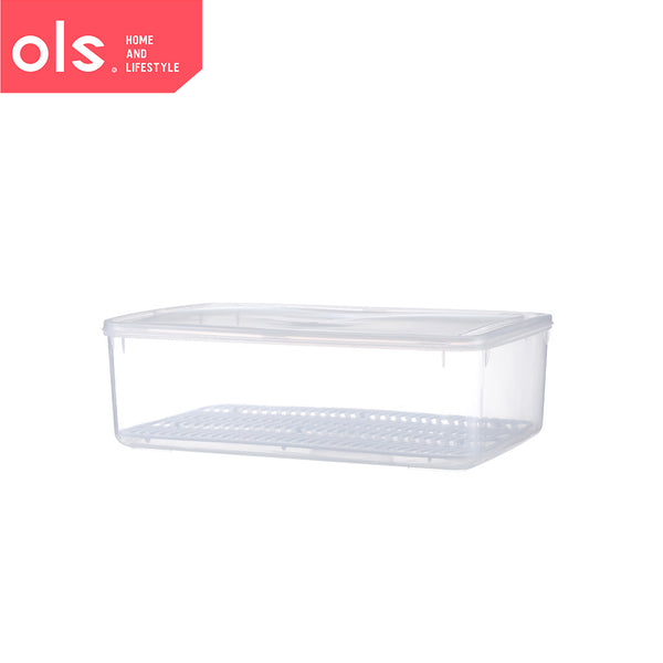 OLS Kitchen Refrigerator Fruit Fish Food Keeper Freezer Storage Box Fridge Organizer with Drainer