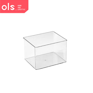 Transparent Desktop Organizer Makeup Pantry Food Bins Cosmetics Office Storage Box Desk Cutout Handle with Lid