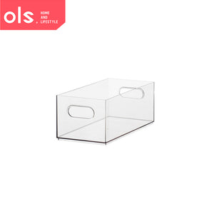 Transparent Pantry Makeup Condiments Food Bins Container Clothes Storage Box Desk Cutout Handle with Lid