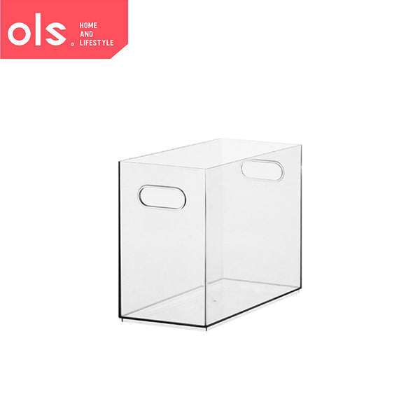 Transparent Pantry Makeup Condiments Food Bins Container Clothes Storage Box Desk Cutout Handle with Lid