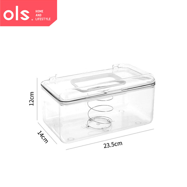 Transparent Wet Wipes Face Mask Storage Tissue Box With Spring