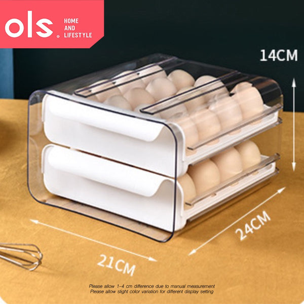 32 Grids Egg Container Stackable Double Layer Refrigerator Egg Storage Organizer Box Tray