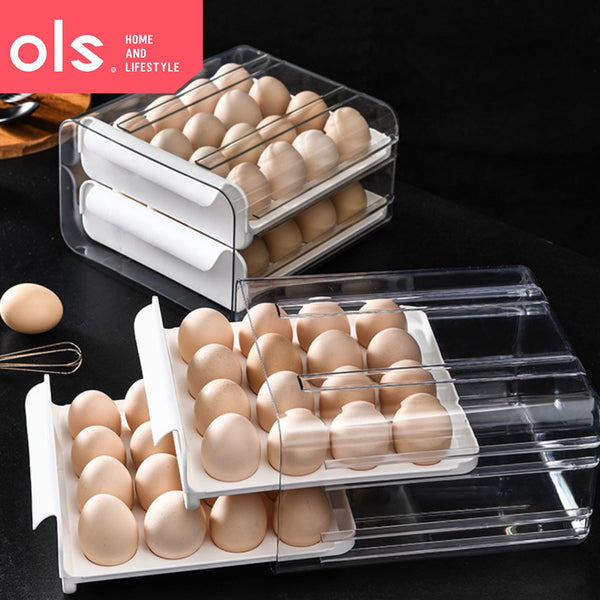 32 Grids Egg Container Stackable Double Layer Refrigerator Egg Storage Organizer Box Tray