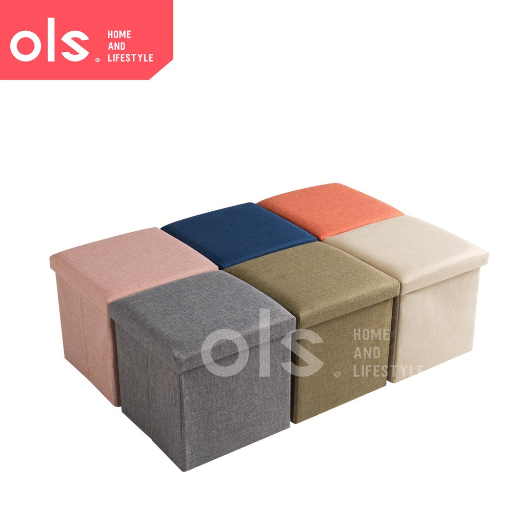 Storage Box Chair Ottoman Foldable Storage Stool 38x38x38 Footrest Sea