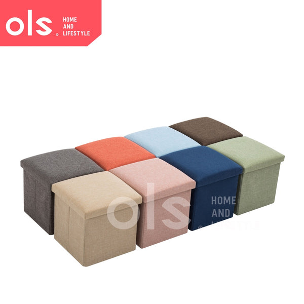 Storage Box Stool Ottoman Foldable Storage Chair 30x30x30 Footrest Seat Versatile Space Saving