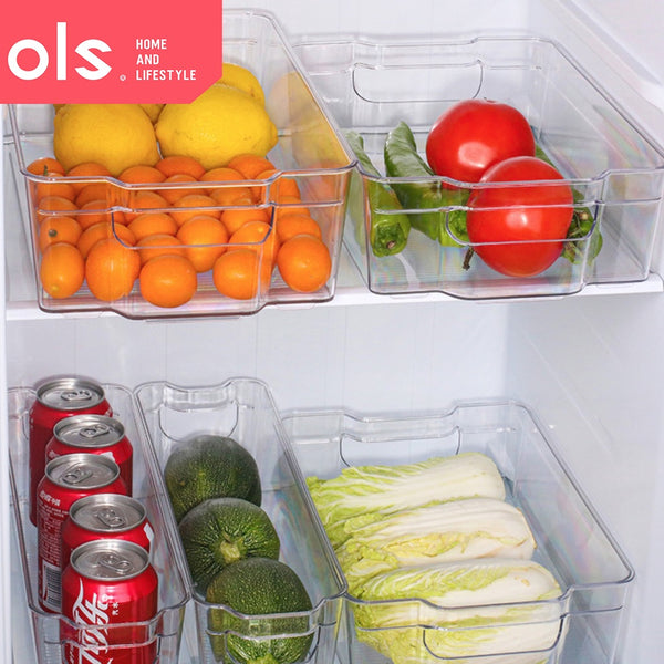 Acrylic Pantry Fridge Organizer Box Kitchen Countertop Storage Bin Vegetable Container Plastic