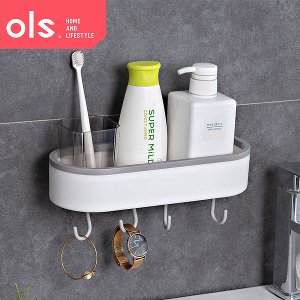 Multi-functional Bathroom Shelf Rack Wall Hanging Shampoo Body Wash Storage Organizer with Hook