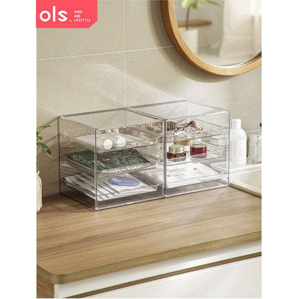 Multi-layer Transparent Storage Box Space Saving Meal Preparation  Desktop Make Up Organizer