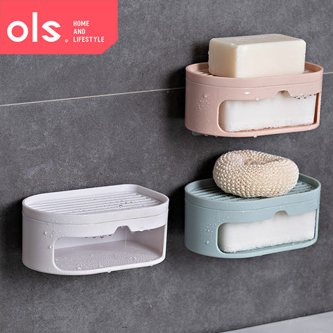 Japanese Style Bar Soap Holder Drainer with Sponge Thick Plastic Wall  Alone Soap Rack Storage