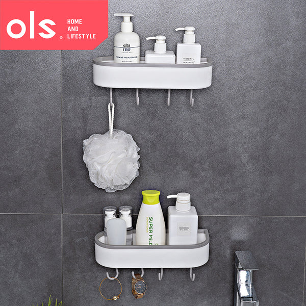 Multi-functional Bathroom Shelf Rack Wall Hanging Shampoo Body Wash Storage Organizer with Hook