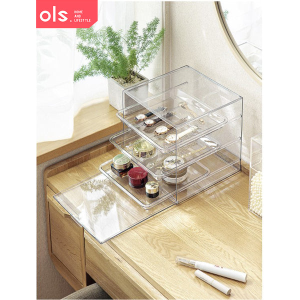 Multi-layer Transparent Storage Box Space Saving Meal Preparation  Desktop Make Up Organizer