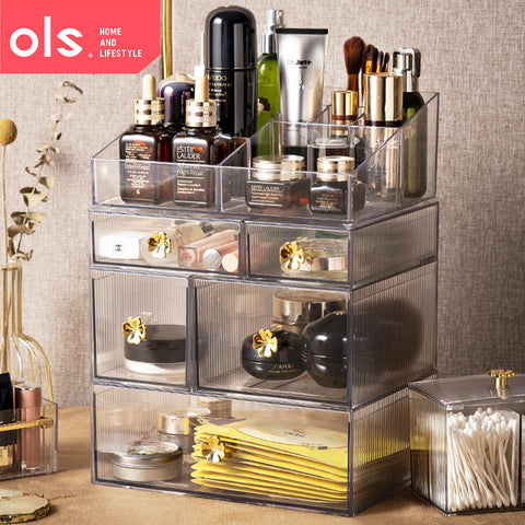 Multi-functional Transparent Jewelry Organizer Cosmetics Makeup Skin Care Lipstick Drawer-type Storage