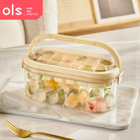 OLS Silicone Grid Ice Cube Mold Food Grade Ice Storage Box Large Capacity Ice Box Mold Artifact