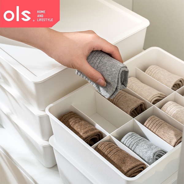 OLS Plastic Underwear Storage Box with Lid Underwear Bra Socks Storage box