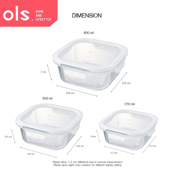 Glass Food Keeper Crisper Airtight Leakproof Microwavable Oven Safe Freezer Safe Lunch Box