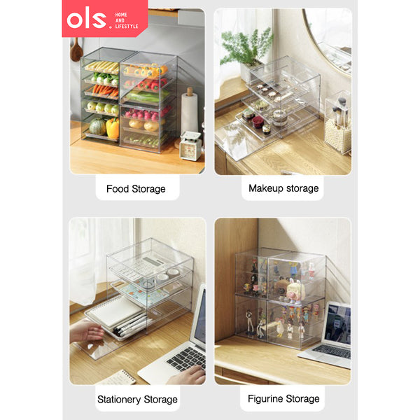 Multi-layer Transparent Storage Box Space Saving Meal Preparation  Desktop Make Up Organizer