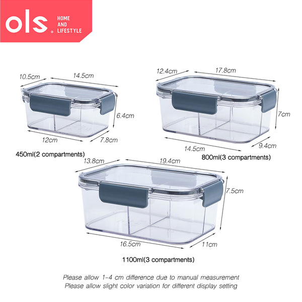 Transparent Food Keeper Refrigerator Container Lunch Box Fruit Storage Bento Box